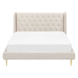 Beliani Bed Velvet Forbach 160 X 200 Cm (Eu King Size) Beige - thumbnail 4