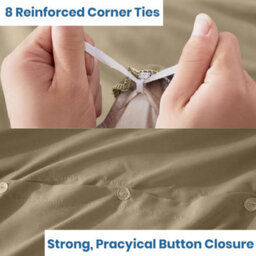 Bedlooms Beige Cotton Duvet Cover Set, Breathable & Anti-Allergic Bedding Set, Double 200X200Cm - thumbnail 3