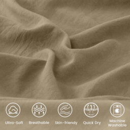 Bedlooms Beige Cotton Duvet Cover Set, Breathable & Anti-Allergic Bedding Set, Double 200X200Cm - thumbnail 4