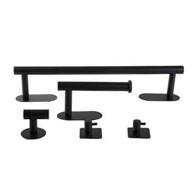 Living And Home Bathroom Hardware 5-Piece Set: Square Stainless Steel Towel Bar, Towel Rack, And Toilet Paper Holder. - image 1