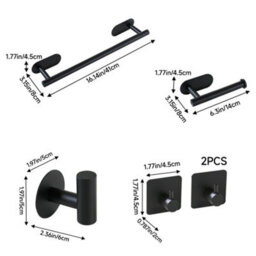 Living And Home Bathroom Hardware 5-Piece Set: Square Stainless Steel Towel Bar, Towel Rack, And Toilet Paper Holder. - thumbnail 9