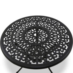 Homeology Positano Luxurious Garden And Patio Table And 4 Large Chairs With Armrests Cast Aluminium Bistro Set - Black - thumbnail 2