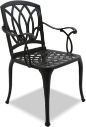 Homeology Positano Luxurious Garden And Patio Table And 4 Large Chairs With Armrests Cast Aluminium Bistro Set - Black - thumbnail 5