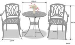 Homeology Positano Luxurious Garden And Patio Table And 4 Large Chairs With Armrests Cast Aluminium Bistro Set - Black - thumbnail 7