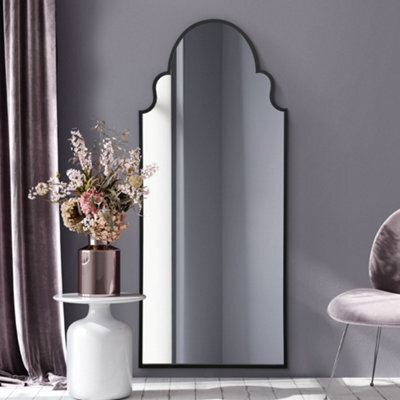 "Mirroroutlet Arcus - Full Length Black Framed Arched Leaner / Wall Mirror 79"" X 33"" (200Cm X 85Cm)" - image 1
