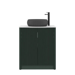 Royal Bathrooms Avenza 700mm Deep Moss Green Floor Standing Bathroom Vanity Unit 2 Door With Milan Black Basin - thumbnail 6