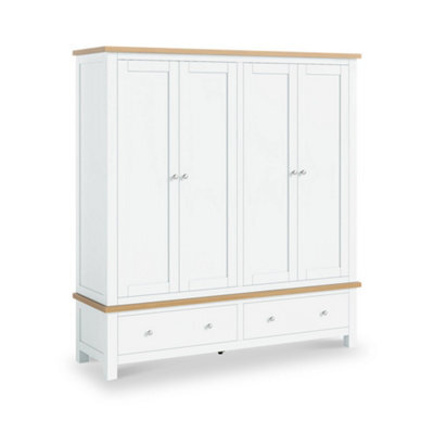 Farro White 4 Door Wardrobe With 2 Drawers - By Roseland Furniture - image 1