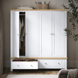 Farro White 4 Door Wardrobe With 2 Drawers - By Roseland Furniture - thumbnail 2