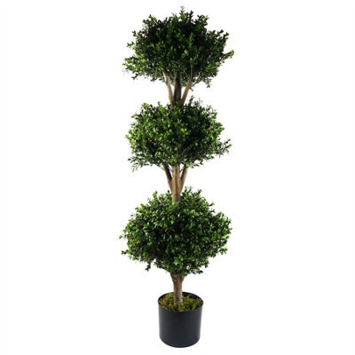 Leaf Buxus Triple Ball Artificial Tree Uv Resistant Outdoor Topiary 120Cm Botanik - image 1