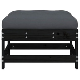 Berkfield Garden Footstool With Cushion Black Solid Wood Pine - thumbnail 3