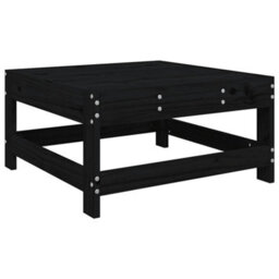 Berkfield Garden Footstool With Cushion Black Solid Wood Pine - thumbnail 4