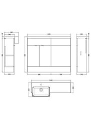 Hudson Reed Fusion Floor Standing Combination Vanity Unit & Left Hand Semi Recessed Basin, Sink Vanity Unit, Bleached Oak, 1100mm - thumbnail 6