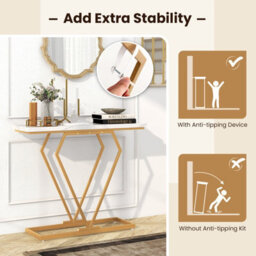 Costway 100Cm Console Table Faux Marble Narrow Entryway Hallway Table Accent Desk - thumbnail 7