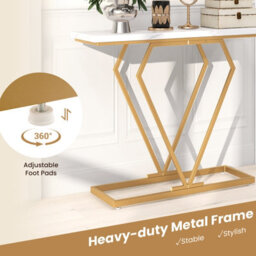 Costway 100Cm Console Table Faux Marble Narrow Entryway Hallway Table Accent Desk - thumbnail 6