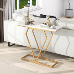 Costway 100Cm Console Table Faux Marble Narrow Entryway Hallway Table Accent Desk