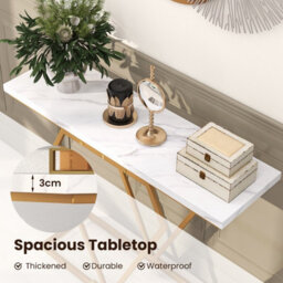 Costway 100Cm Console Table Faux Marble Narrow Entryway Hallway Table Accent Desk - thumbnail 8