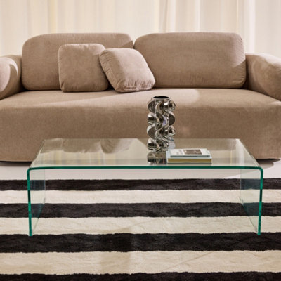 Sweeek - Rectangular Coffee Table Tempered Glass Transparent 110X55X35 Cm - Glintz - image 1