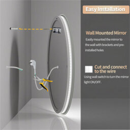 Luvodi 600X600mm Round Led Bathroom Mirror Whirlwind Luminous Edge 3 Colors Dimmable Light,no Flicker, Anti-Fog - thumbnail 9