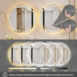 Luvodi 600X600mm Round Led Bathroom Mirror Whirlwind Luminous Edge 3 Colors Dimmable Light,no Flicker, Anti-Fog - thumbnail 5
