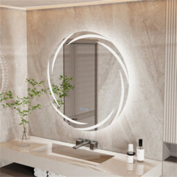 Luvodi 600X600mm Round Led Bathroom Mirror Whirlwind Luminous Edge 3 Colors Dimmable Light,no Flicker, Anti-Fog - thumbnail 6
