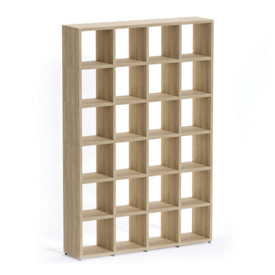 RB UK Boon 24 Cube Shelving Unit Eco-Friendly Bookcase Freestanding Heavy Duty Oak, Made In Austria (H)2180mm (W)1450mm (D)330mm
