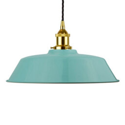 Duck Egg Blue Chancery Painted Dome Pendant Light With Gold Lamp Holder And Black Twisted Cable - Se Home - thumbnail 1