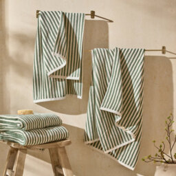 Yard Hebden Striped 100% Cotton Xl Bath Sheet, Forest Green, 100 X 180Cm - thumbnail 4