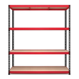 Rb Boss Garage Shelving Units Fastlok 4 Shelf Mdf Red & Black Powder Coated Steel (H)1980mm (W)1830mm (D)610mm - thumbnail 2
