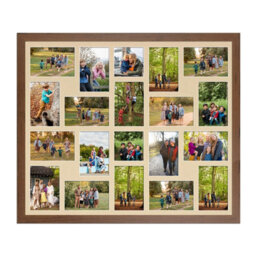 AK Frames 80X70Cm Walnut Modern Multi Photo Frame With Ivory Mount - Holds 20 Apertures (18X) 6X4, (2X) 4X4 Photos