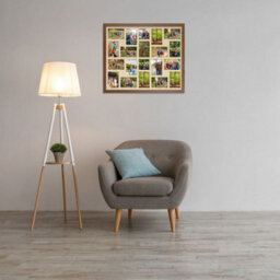 AK Frames 80X70Cm Walnut Modern Multi Photo Frame With Ivory Mount - Holds 20 Apertures (18X) 6X4, (2X) 4X4 Photos - thumbnail 3