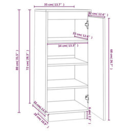 Berkfield Shoe Cabinet Black 35X35X80 Cm Solid Wood Pine - thumbnail 9