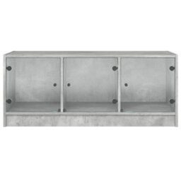 Walplus Coffee Table With Glass Doors Concrete Grey 102X50X42 Cm - thumbnail 6