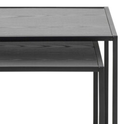 Wyld Haus El Paso Nesting Tables Set Of 2, Black Veneer Tops And Matte Metal Bases - thumbnail 8