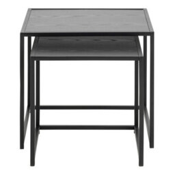 Wyld Haus El Paso Nesting Tables Set Of 2, Black Veneer Tops And Matte Metal Bases - thumbnail 5