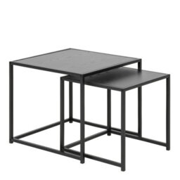 Wyld Haus El Paso Nesting Tables Set Of 2, Black Veneer Tops And Matte Metal Bases - thumbnail 3