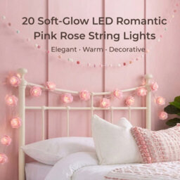 Pink Rose 20 Led String Lights Battery Operated Fairy Lights Romantic Flower Décor (Battery Not Include) - thumbnail 3