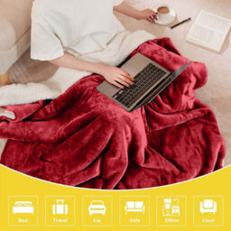 Ameha Sherpa Fleece Throw Blanket Burgundy Soft, Thick & Fluffy Comfort For Sofa, Bed Or Travel, Single Size 130X150Cm - thumbnail 8