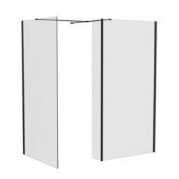 Sundaze Matt Black Walk In Wet Room Shower Enclosure 1000mm & 1000mm & 215mm Flipper Panel With 1800X1000mm White Shower Tray - thumbnail 2