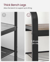 Coat Rack Stand, Free Standing Hall Tree, Coat Stand With Removable Hooks, Bench And Shoe Rack, Height 183 Cm, Steel - thumbnail 7