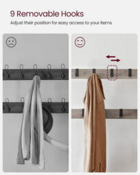 Coat Rack Stand, Free Standing Hall Tree, Coat Stand With Removable Hooks, Bench And Shoe Rack, Height 183 Cm, Steel - thumbnail 6