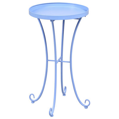 Beliani Garden Side Table Cavinia 40 Cm 40 Cm Metal Light Blue - image 1