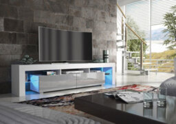 Nova Tv Unit 200Cm White And Grey High Gloss Doors With Led Lighting - Creative Furniture - thumbnail 5