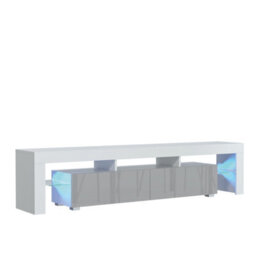 Nova Tv Unit 200Cm White And Grey High Gloss Doors With Led Lighting - Creative Furniture - thumbnail 8