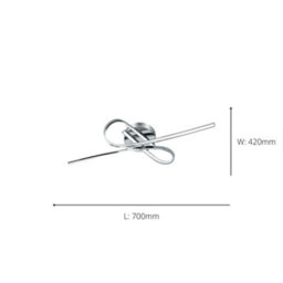 Eglo Selvina Chrome Metal Integrated Led Flush Ceiling Fitting, 70Cm L - thumbnail 5