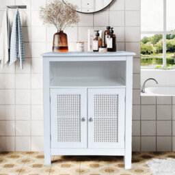 Aspect Furniture Vera Faux Rattan 2-Door Storage Cabinet,white