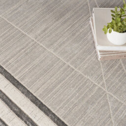 Grey Silver Bordered Chequered Modern Easy To Clean Rug For Bedroom & Living Room-160Cm X 221Cm - thumbnail 5