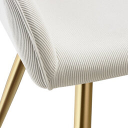 Tectake Set Of 4 Dining Chair Marilyn - Corduroy Look, Upholstered, Armchair, Continuous Backrest  - Cream/gold - thumbnail 9