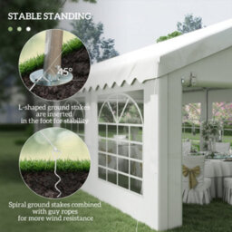 Outsunny 6M Garden Gazebo Portable Carport Shelter W/ Removable Sidewalls&doors - thumbnail 6