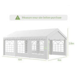 Outsunny 6M Garden Gazebo Portable Carport Shelter W/ Removable Sidewalls&doors - thumbnail 3