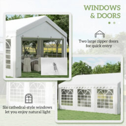 Outsunny 6M Garden Gazebo Portable Carport Shelter W/ Removable Sidewalls&doors - thumbnail 5